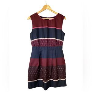 Ann Taylor Loft dress. Striped blue, burgundy, pink, black.  Size 4